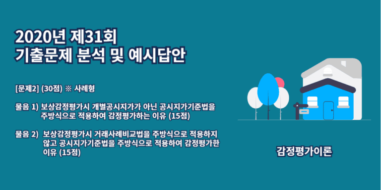 보상감정평가-공시지가기준법-2020년31회-2번