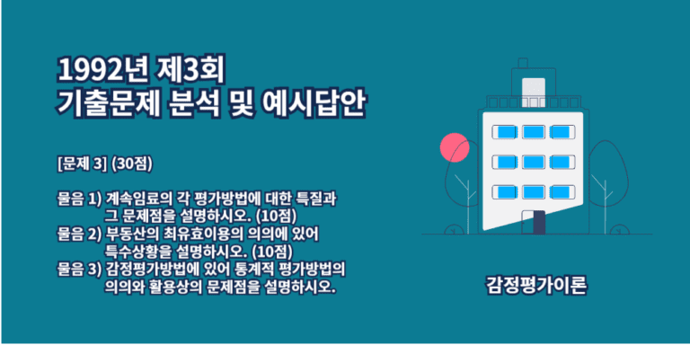 계속임료-평가방법의특질과문제점-최유효이용의특수상황-통계적평가방법-1992년3회-3번