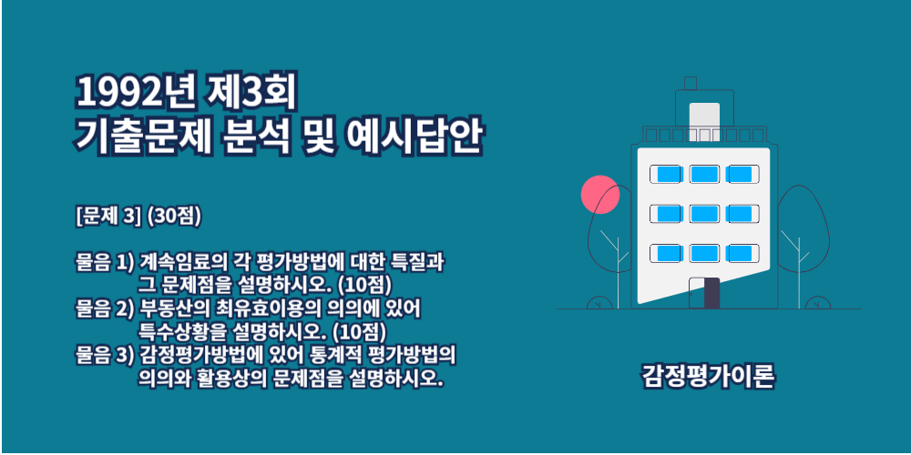 계속임료-평가방법의특질과문제점-최유효이용의특수상황-통계적평가방법-1992년3회-3번